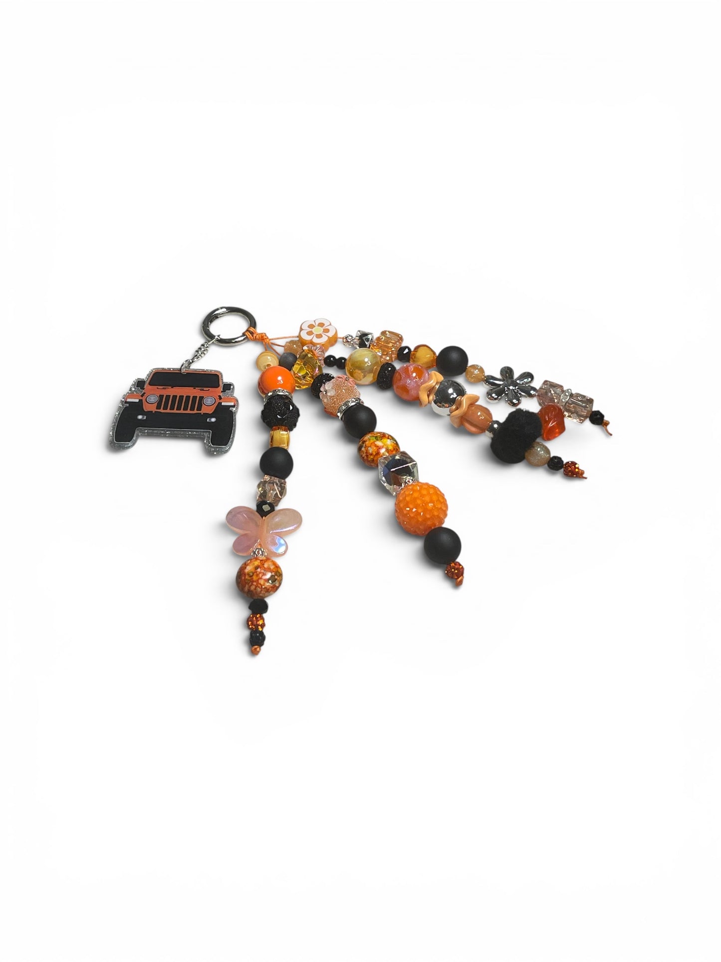 Jeep Black and Orange Bag Charm