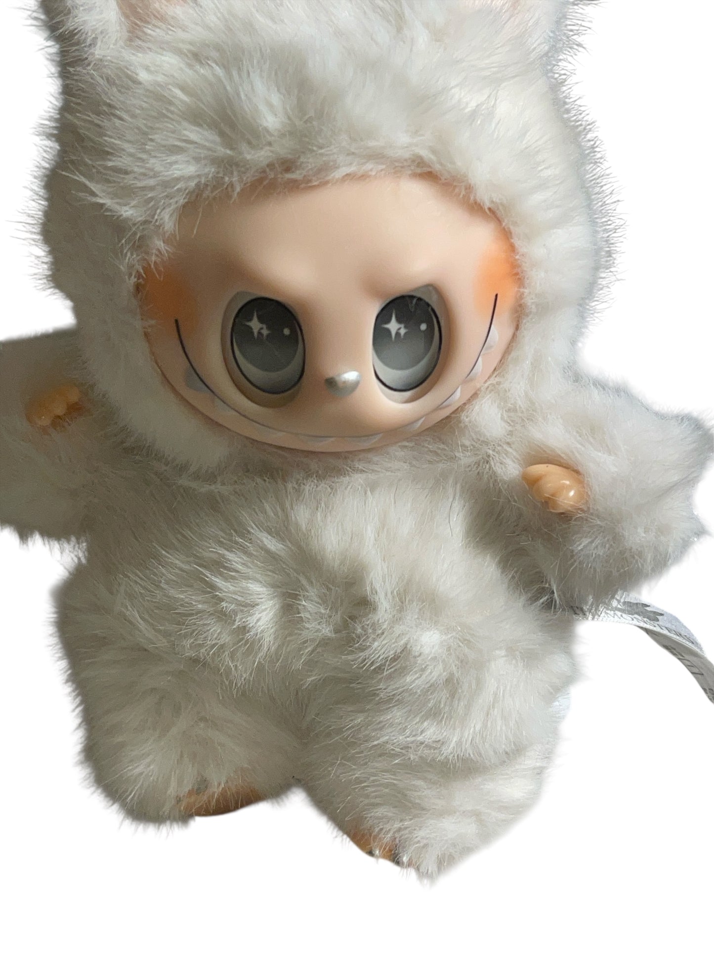 White Zimomo with Wings Labubu/Lafufu Keychain with Necklace