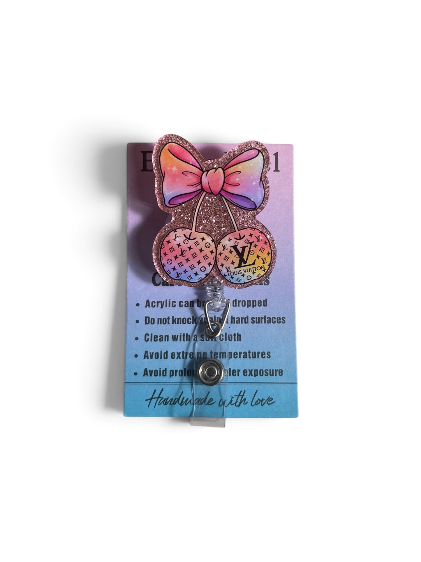 LV Pink Cherry Badge Reel