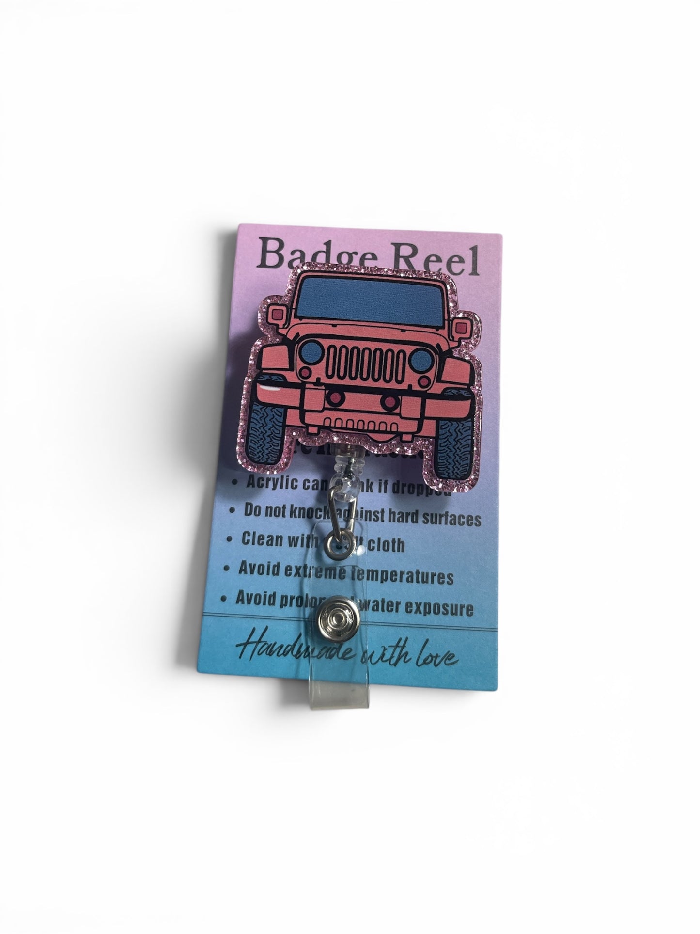 Pink Jeep Badge Reel