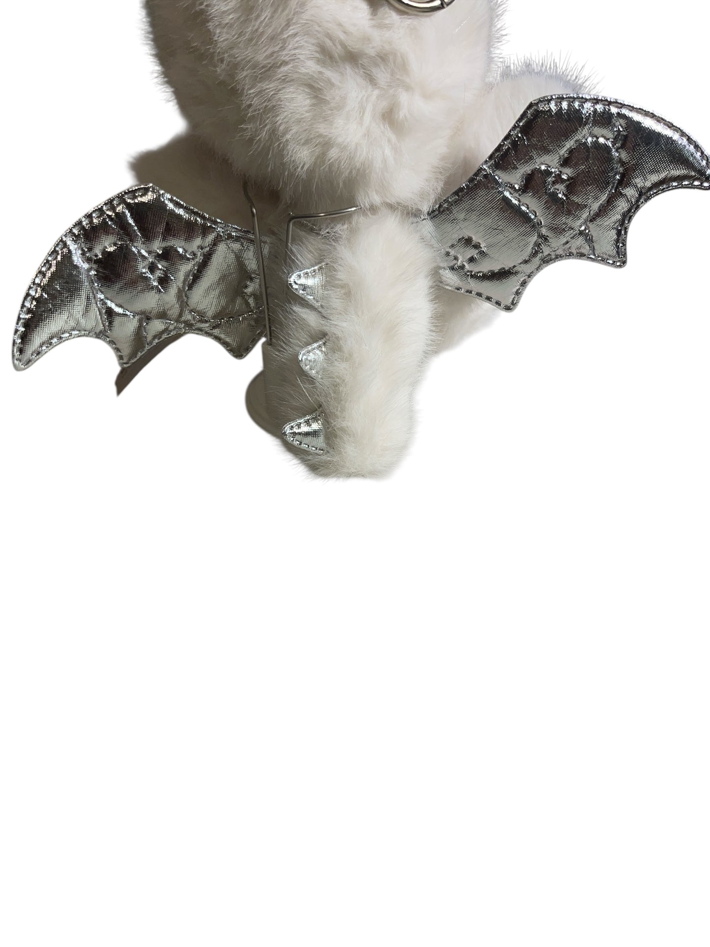 White Zimomo with Wings Labubu/Lafufu Keychain with Necklace