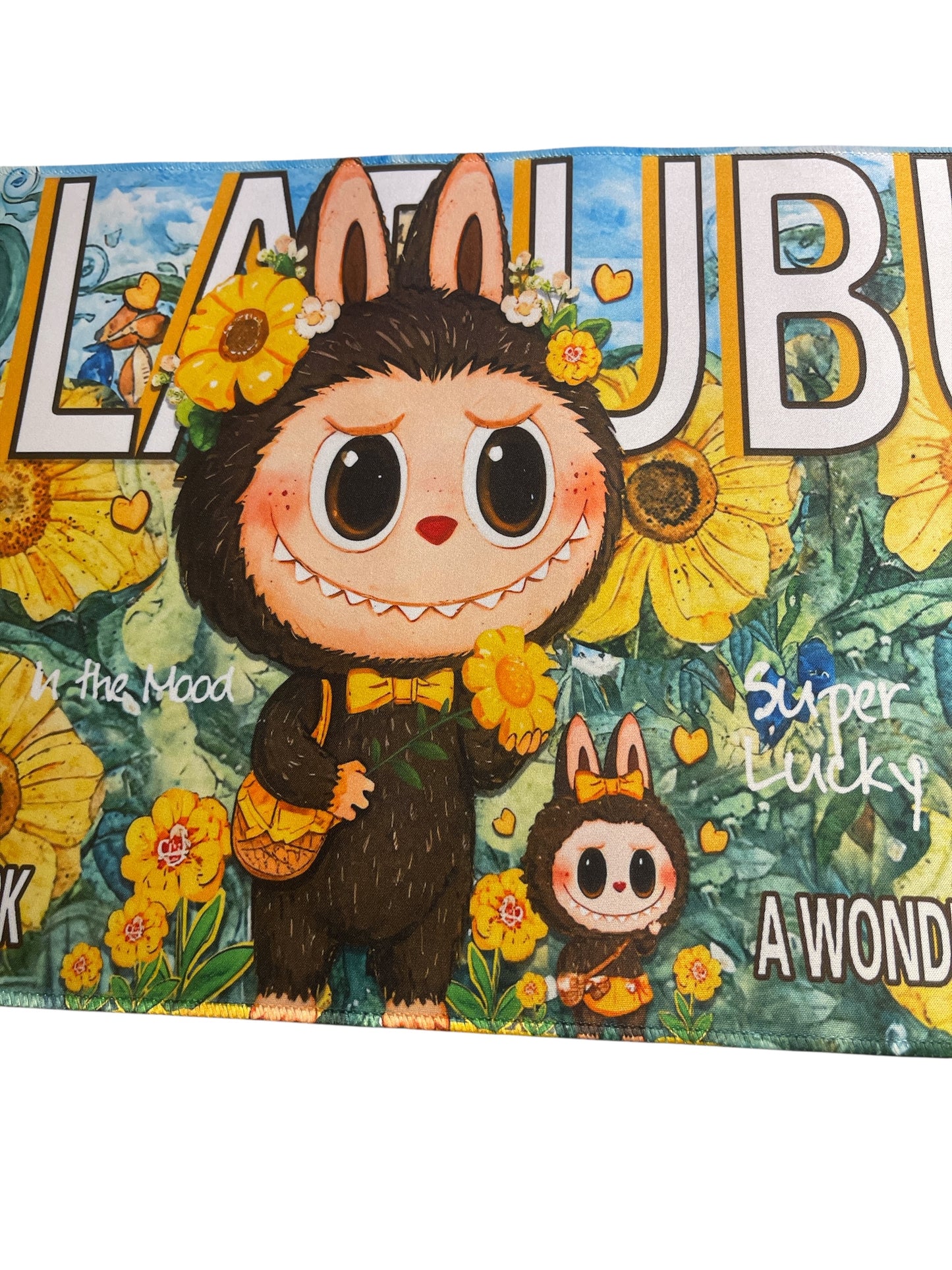 Brown Labubu Sunflower Desk Mat