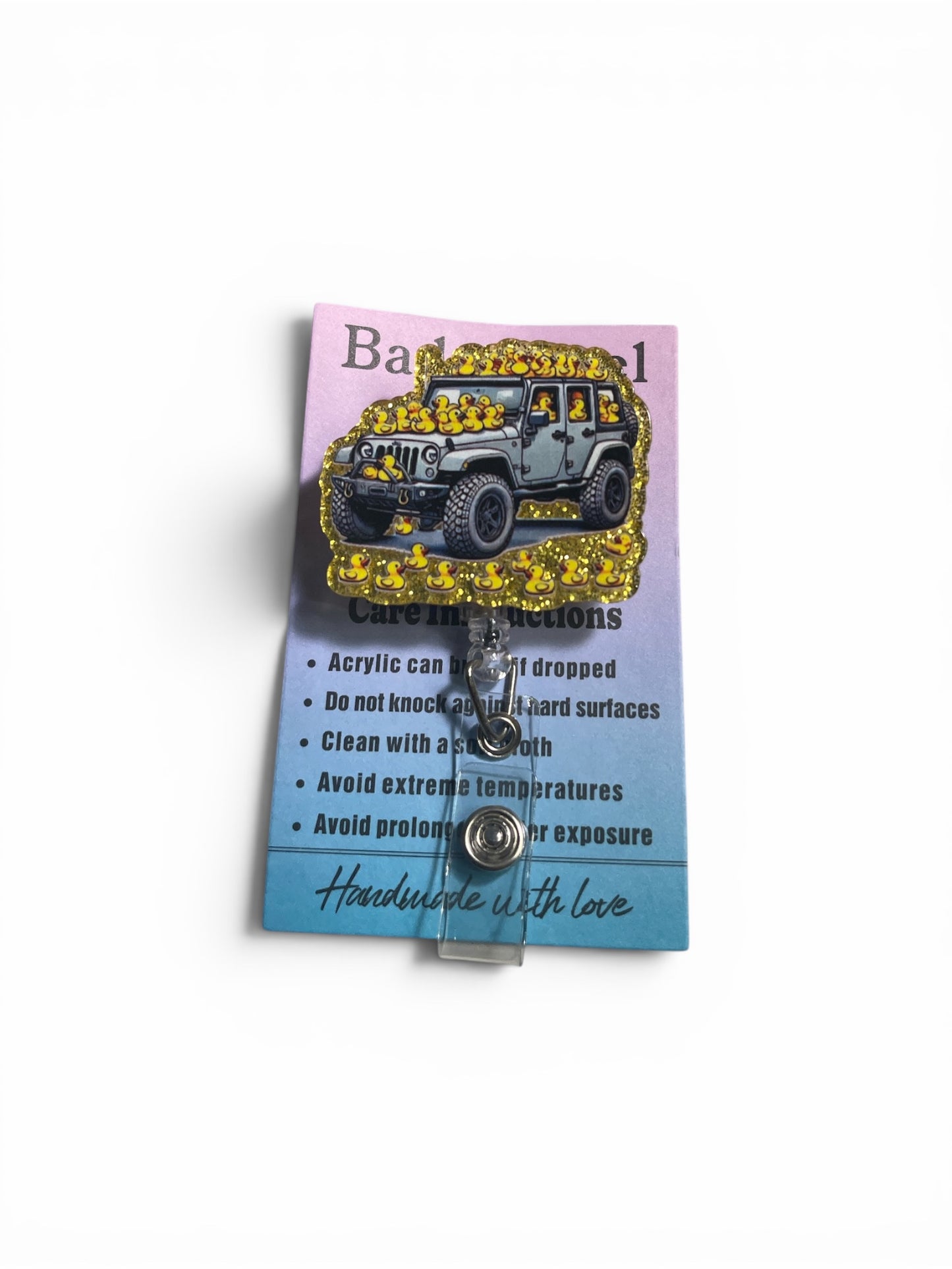 Gray Jeep with Ducks Badge Reel