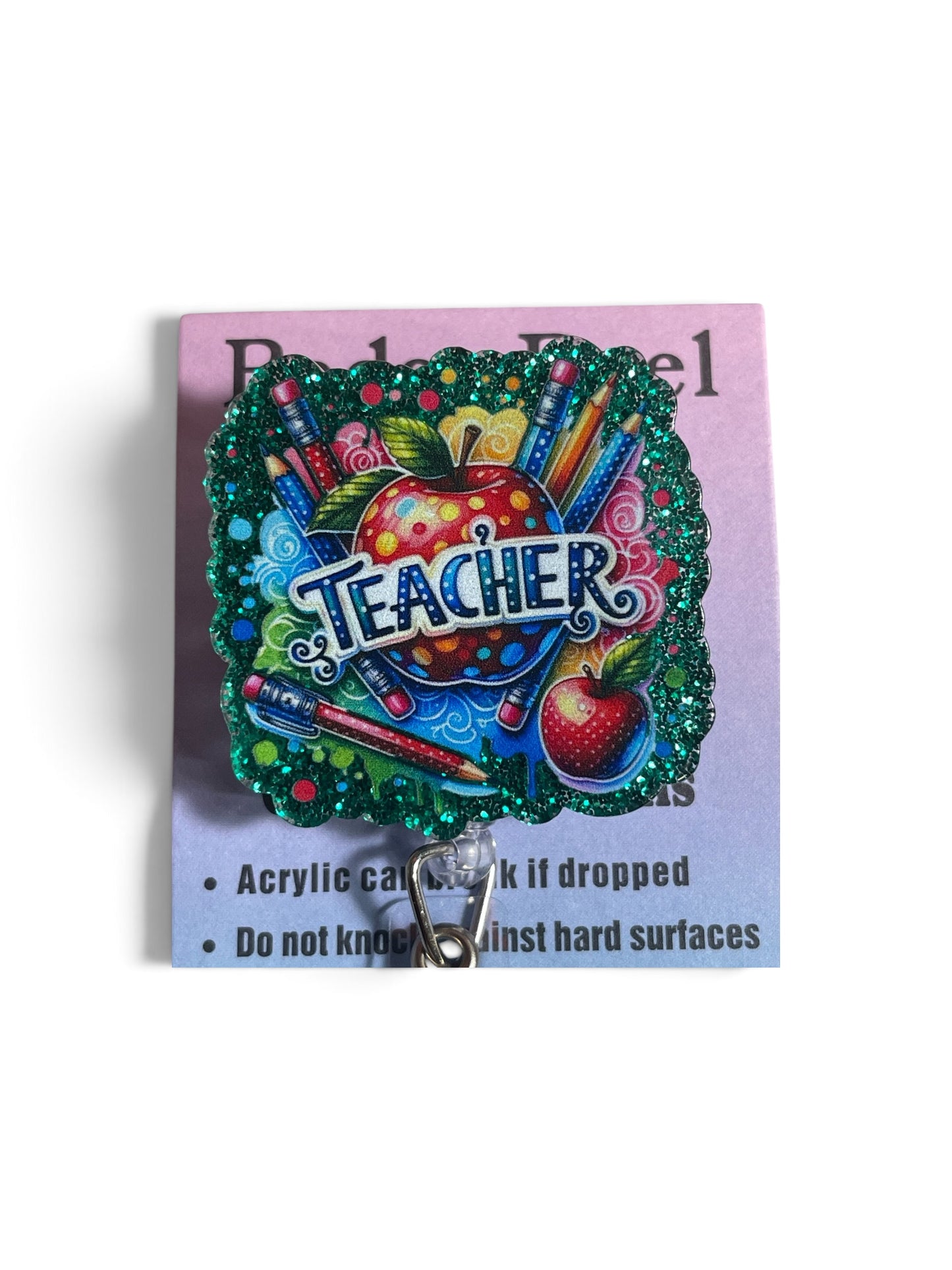 Teacher Green Apple Badge Reel