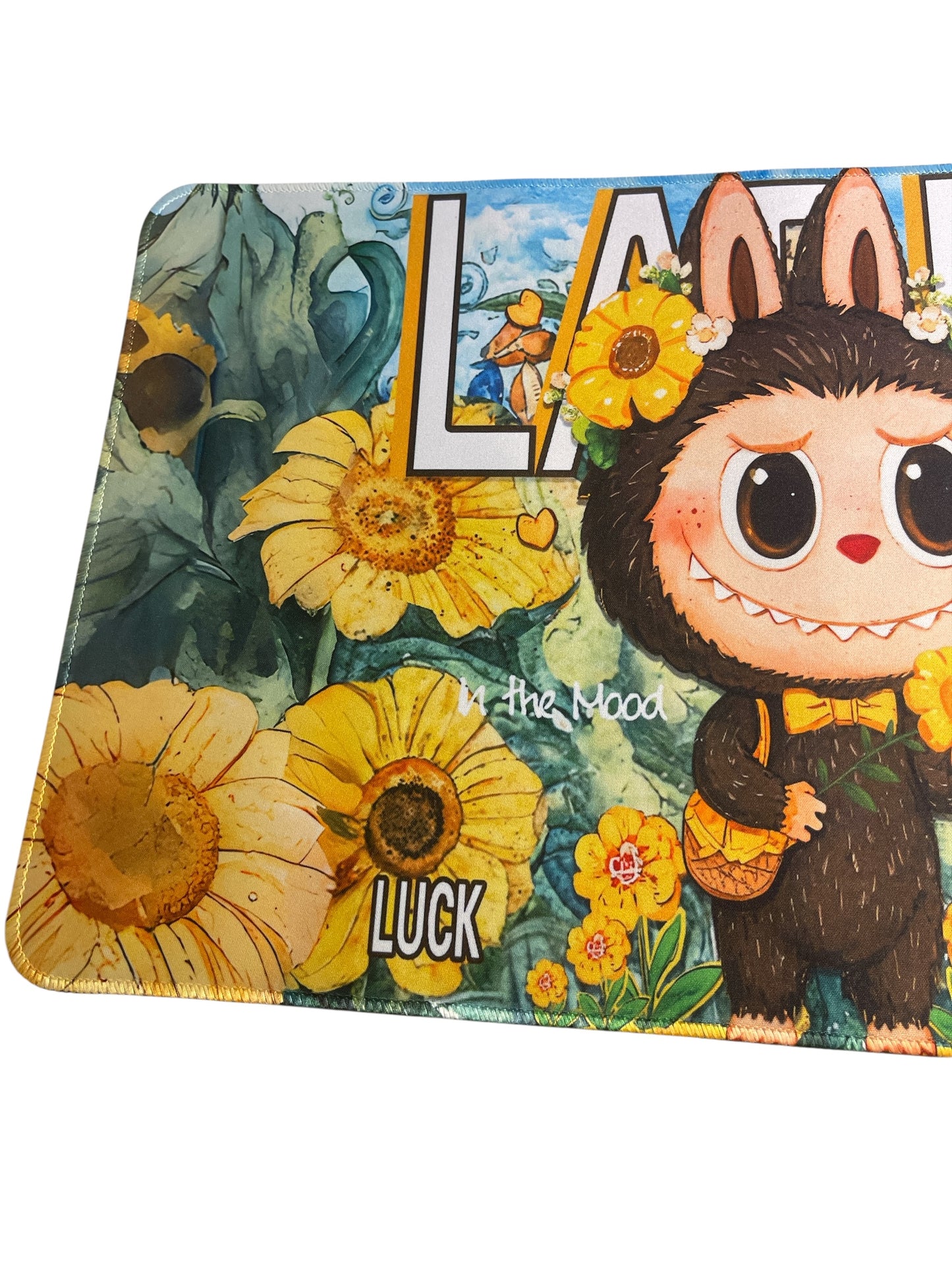 Brown Labubu Sunflower Desk Mat