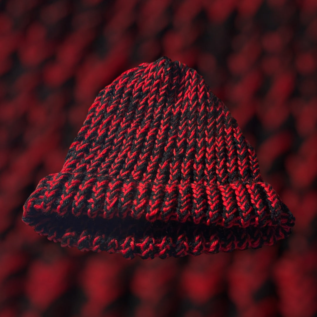 Red and Black Handmade Knitted Hat