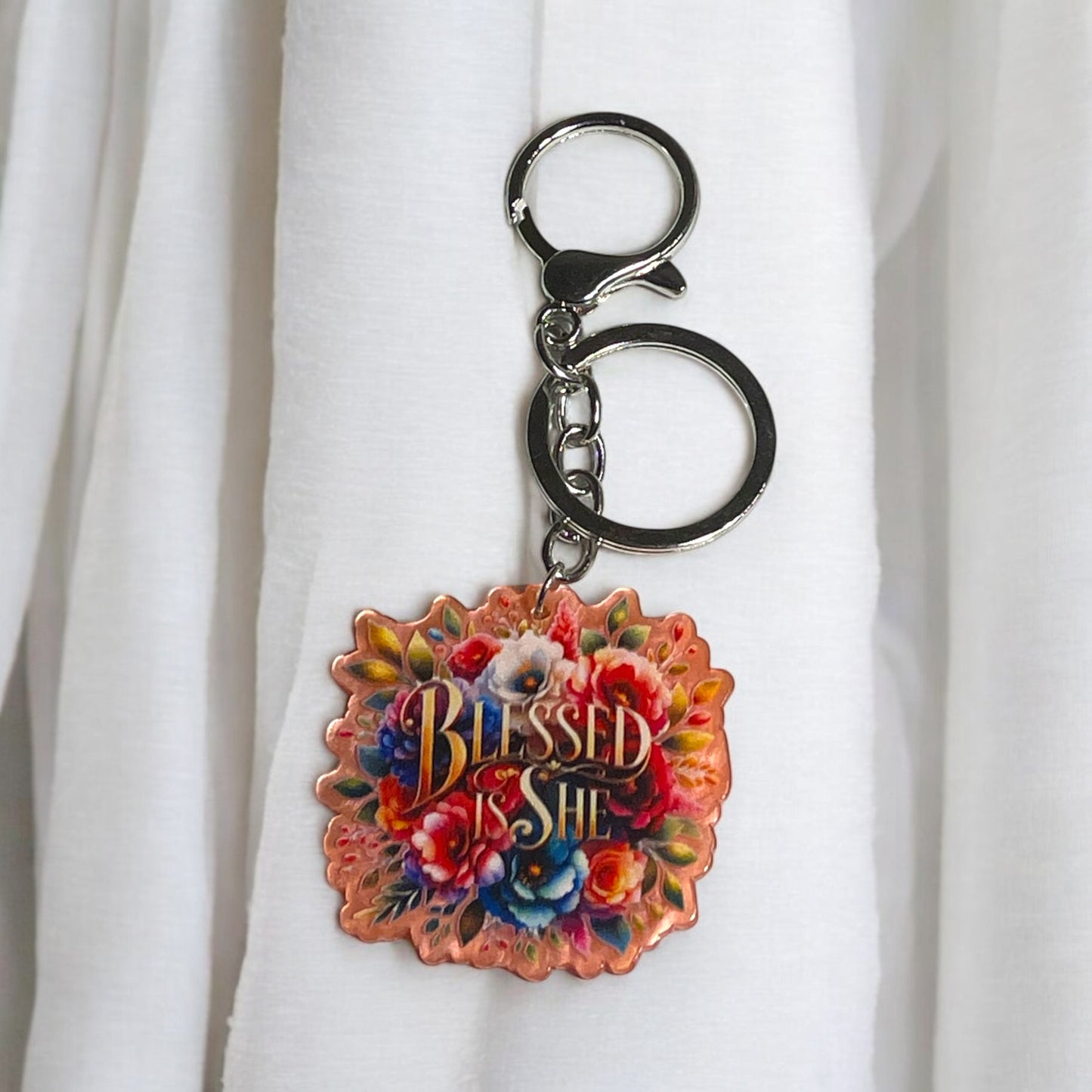 Blessed is She Keychain