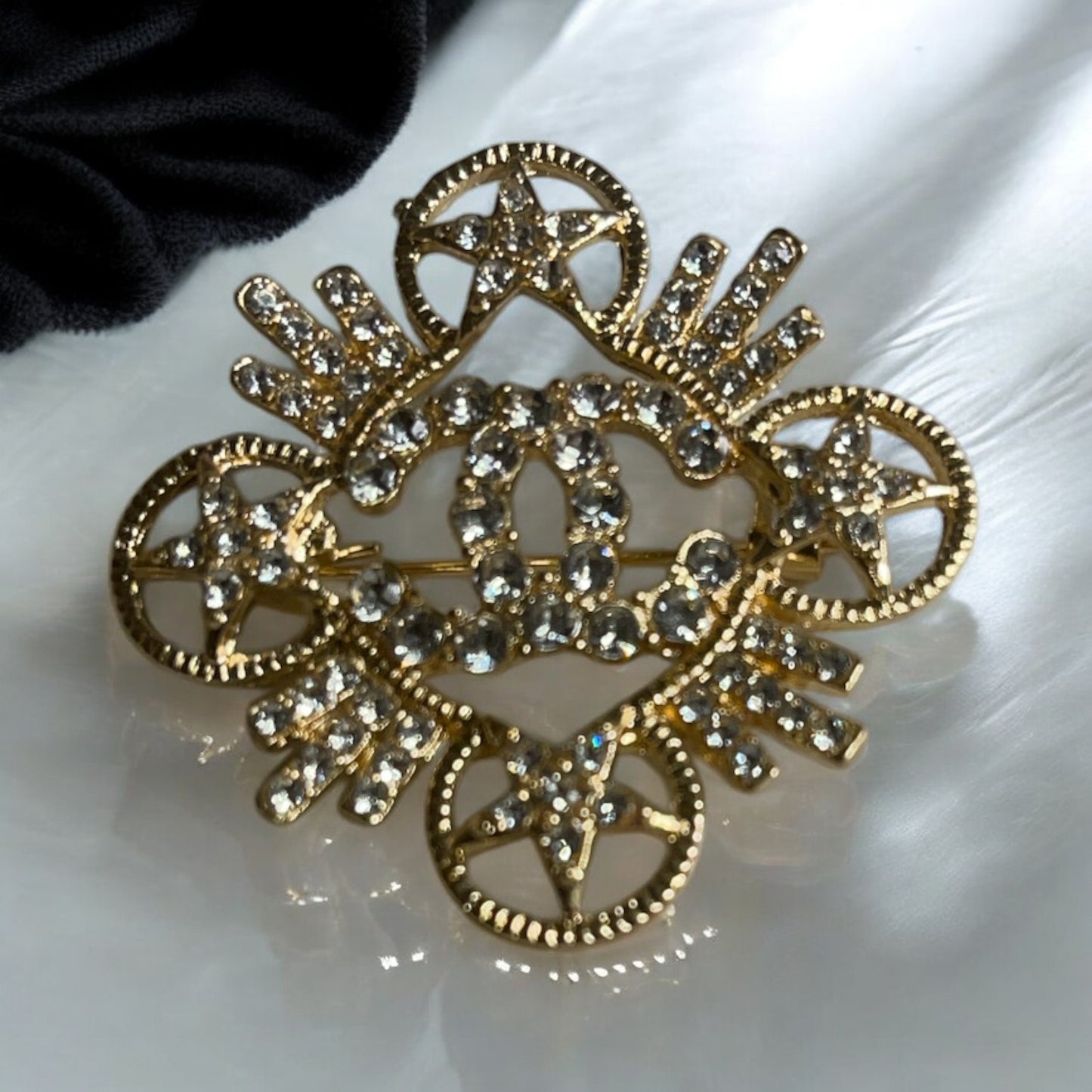 Gold Crown CC Brooch