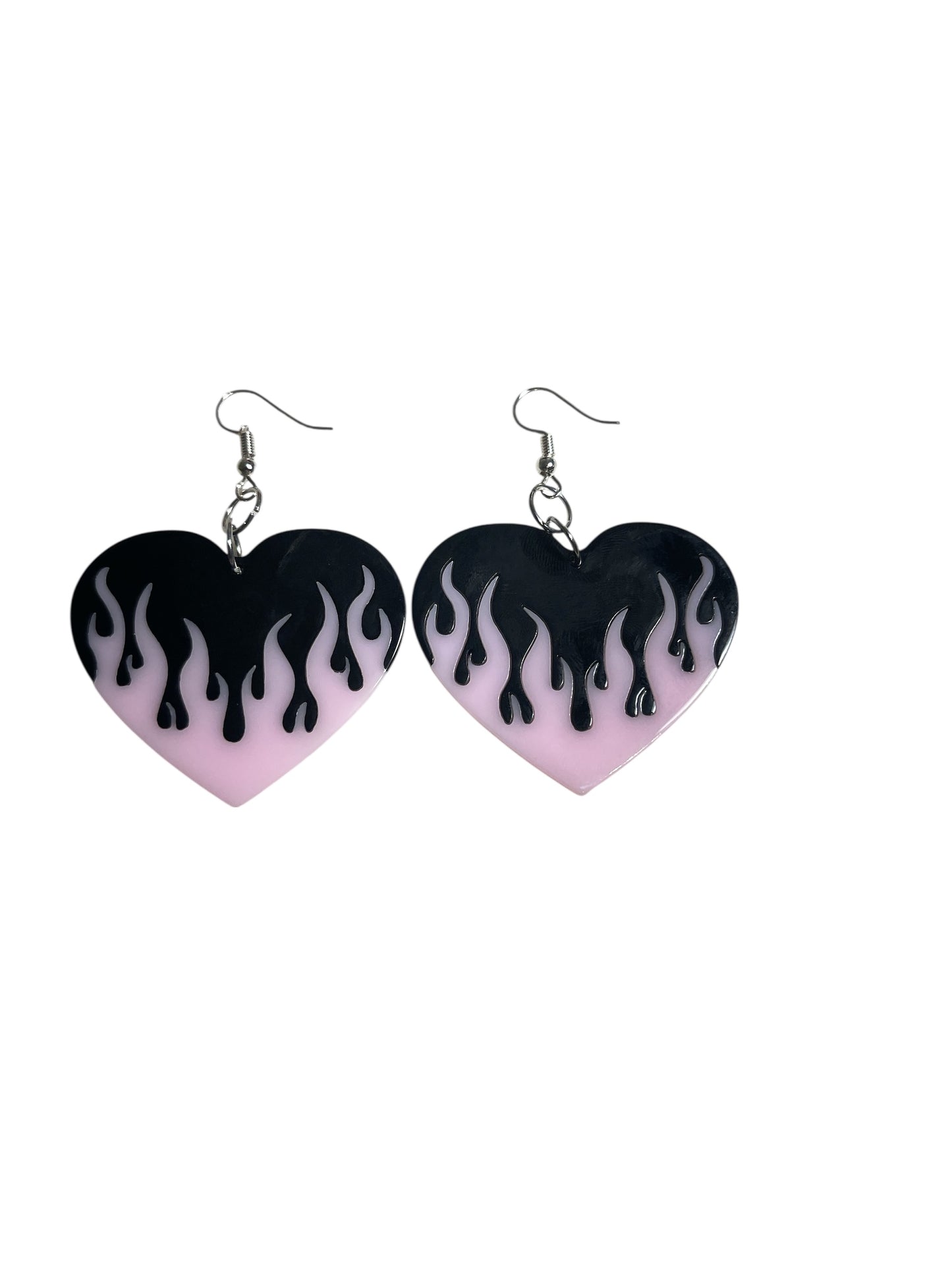 Gothic Pink Flame Earrings