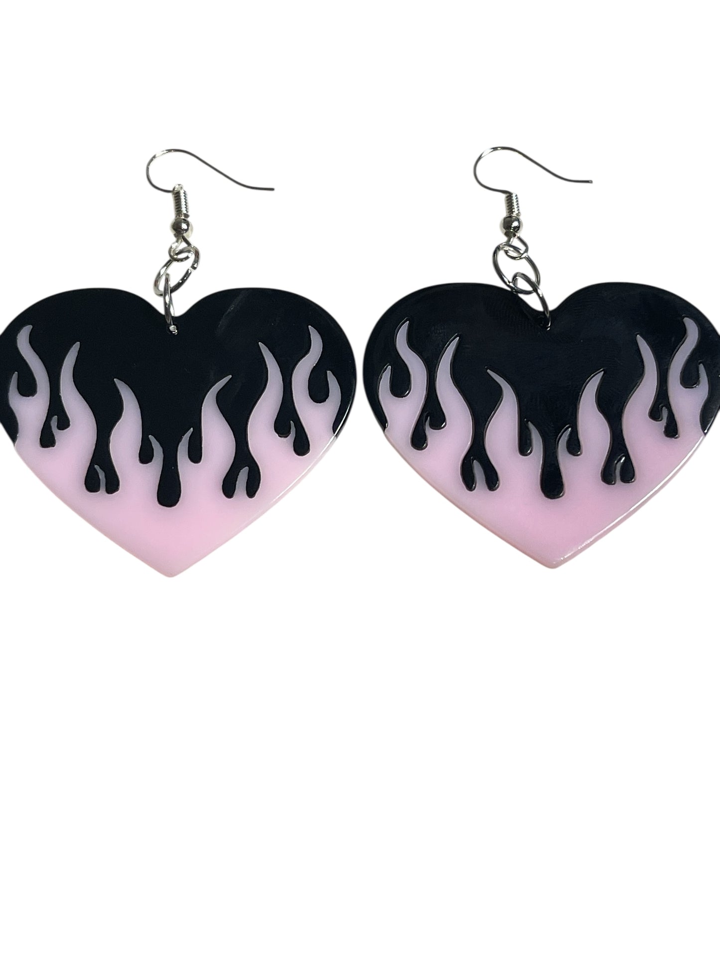Gothic Pink Flame Earrings