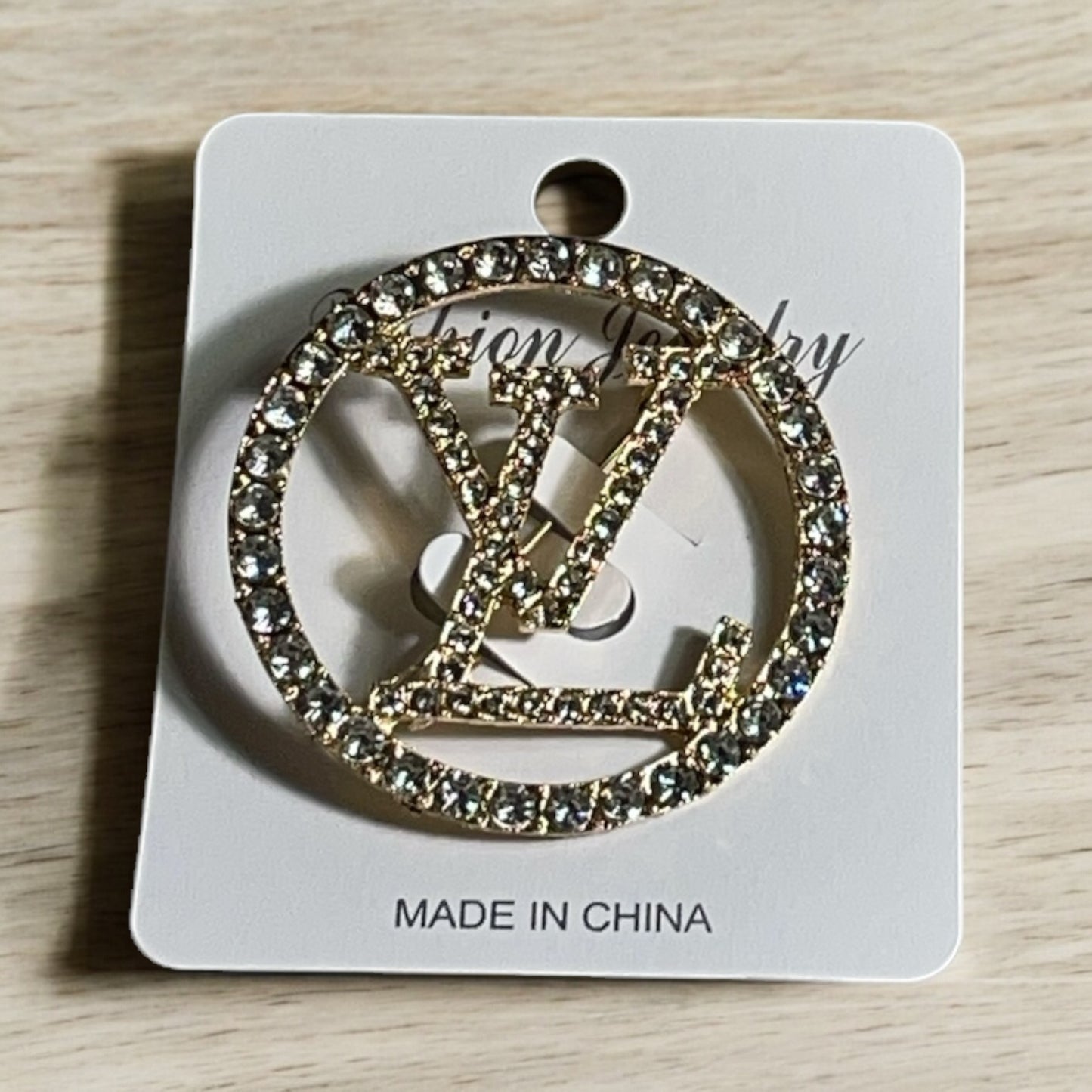 Gold LV Circle Brooch