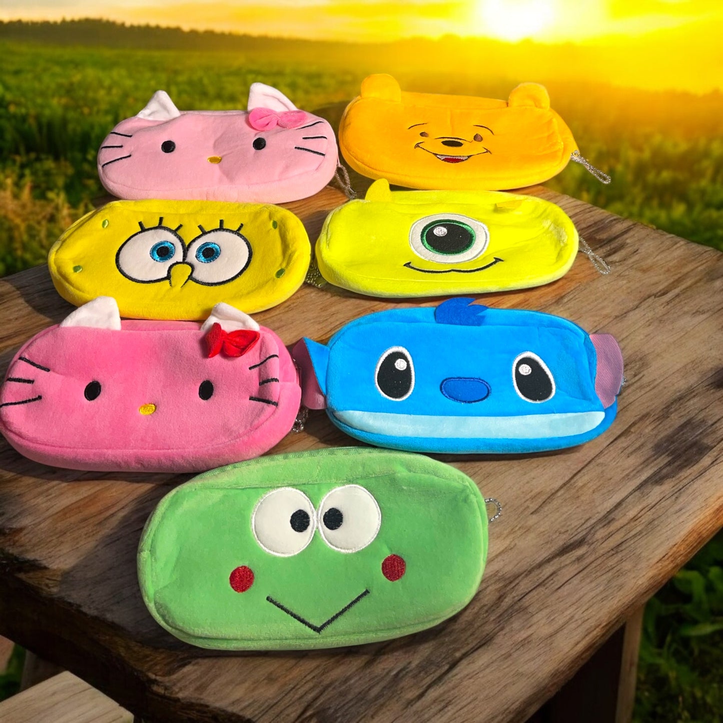Multiple Character Travel Organizer Zippered Soft Bag with Chain