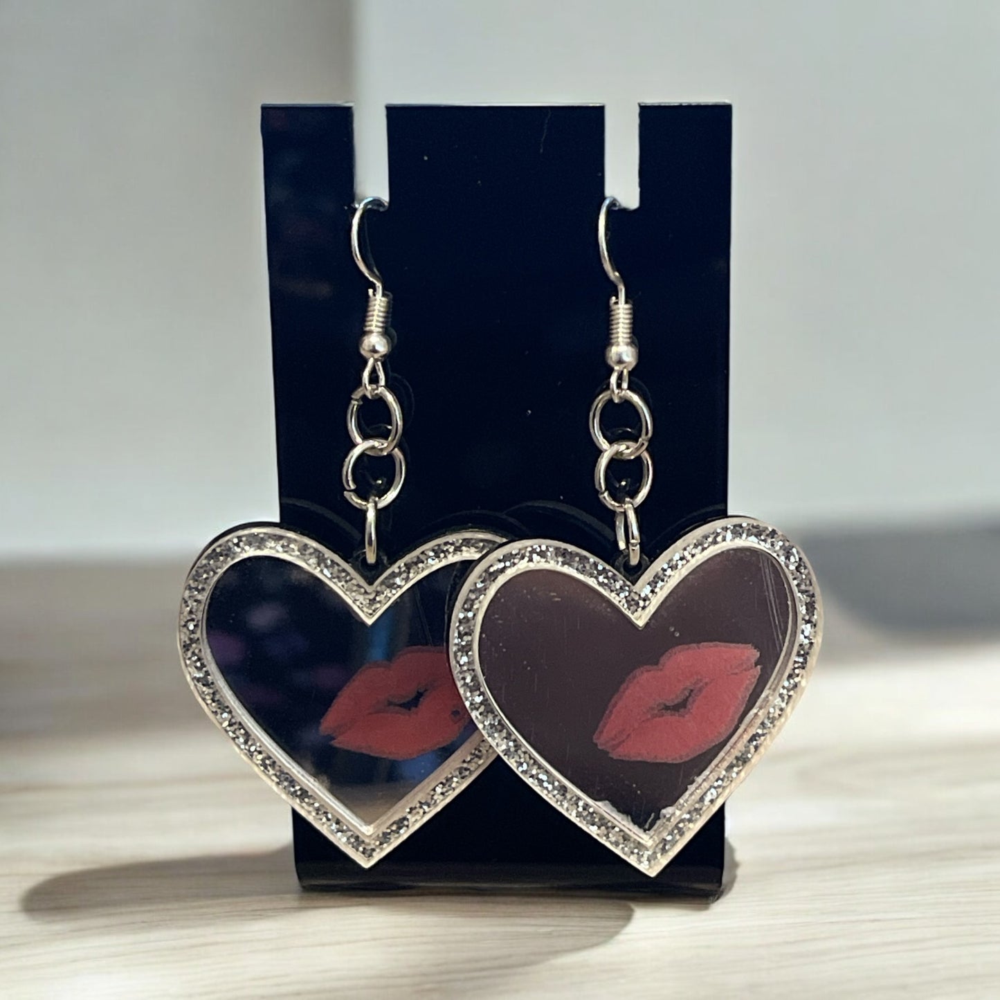Heart Shaped Mirror Earrings