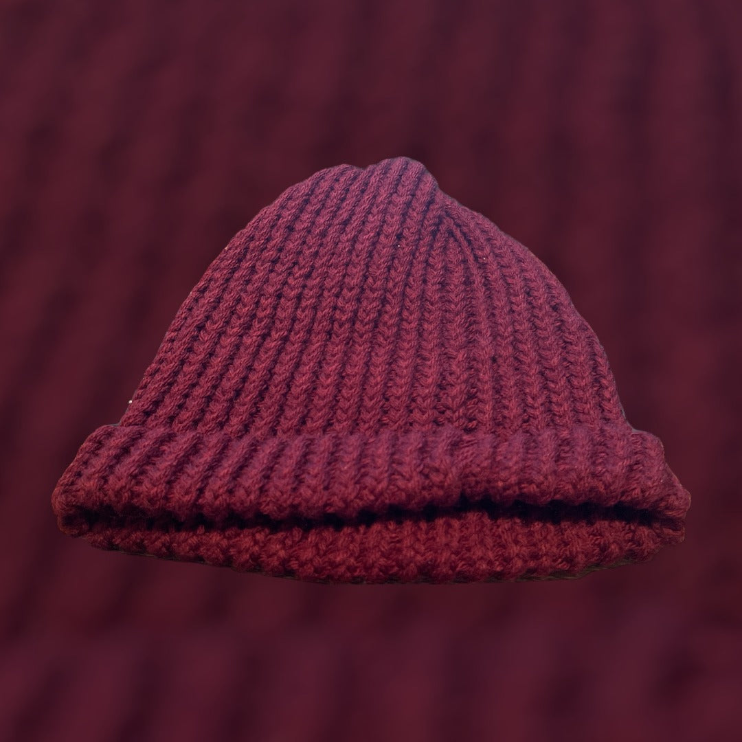 X-Large Maroon Handmade Knitted Hat