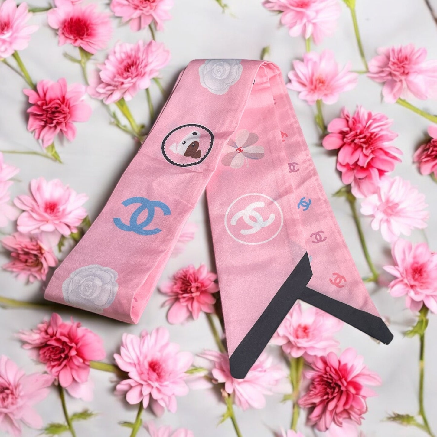 Pink Chanel with Dog Fashion Twilly