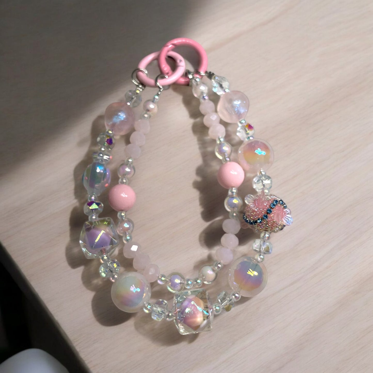 Pink Double Chain with Beautiful Butterfly Bead
