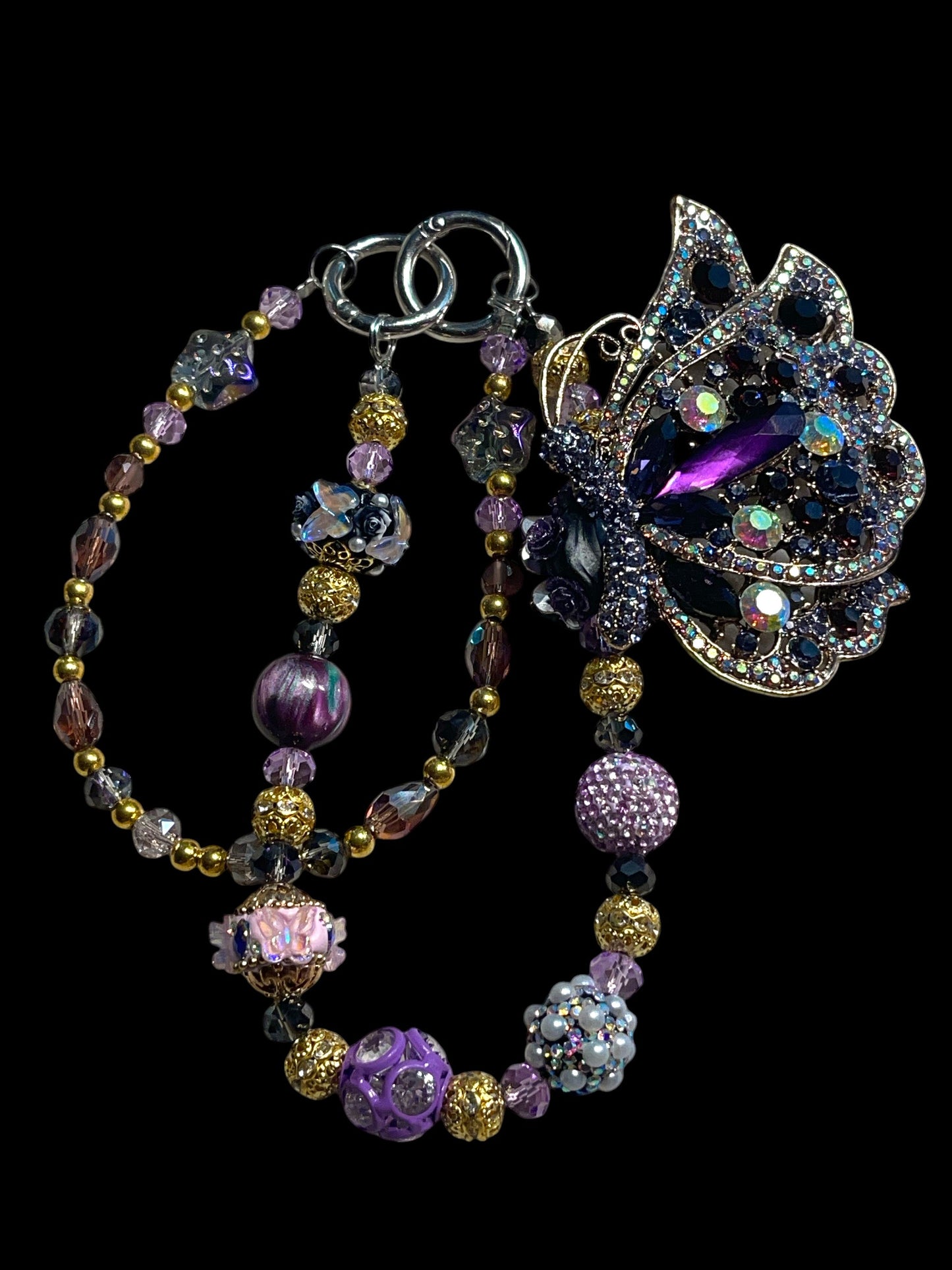 Purple Butterfly Double Phone Chain