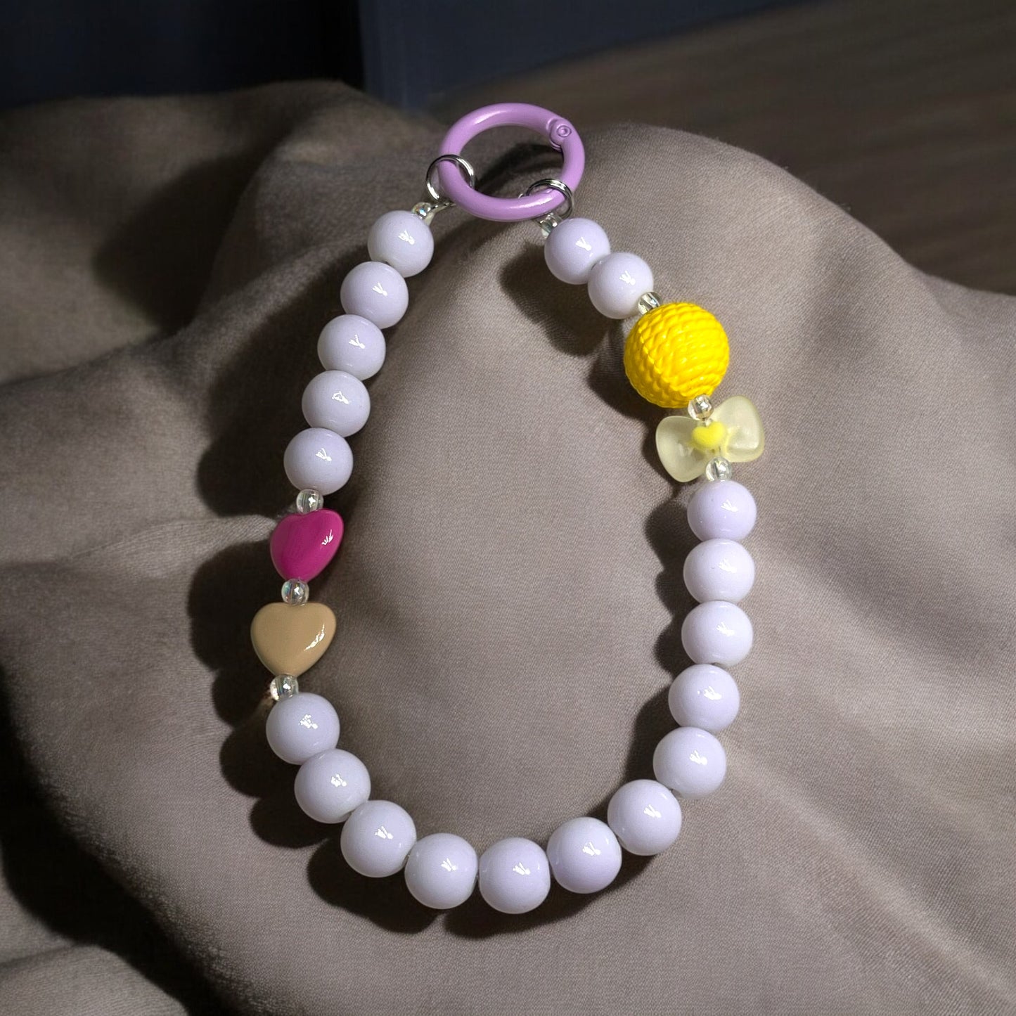 Purple Phone Chain with Hearts