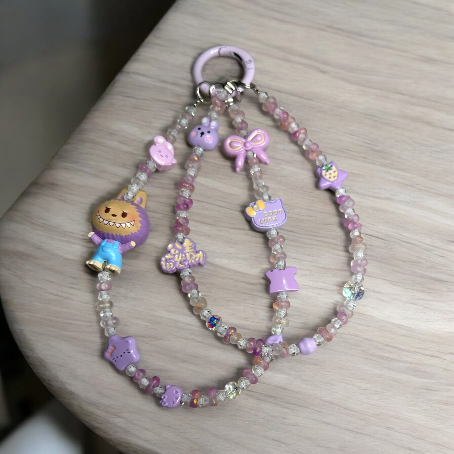 Purple LaBuBu Double Phone Chain
