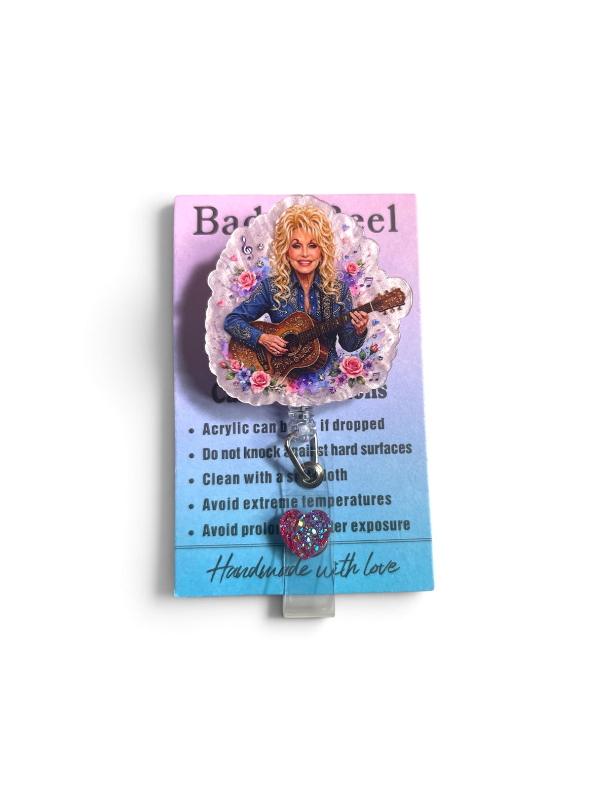 Dolly Parton Badge Reel Flowers