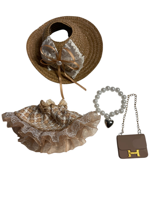 Brown Labubu Dress with Designer Purse