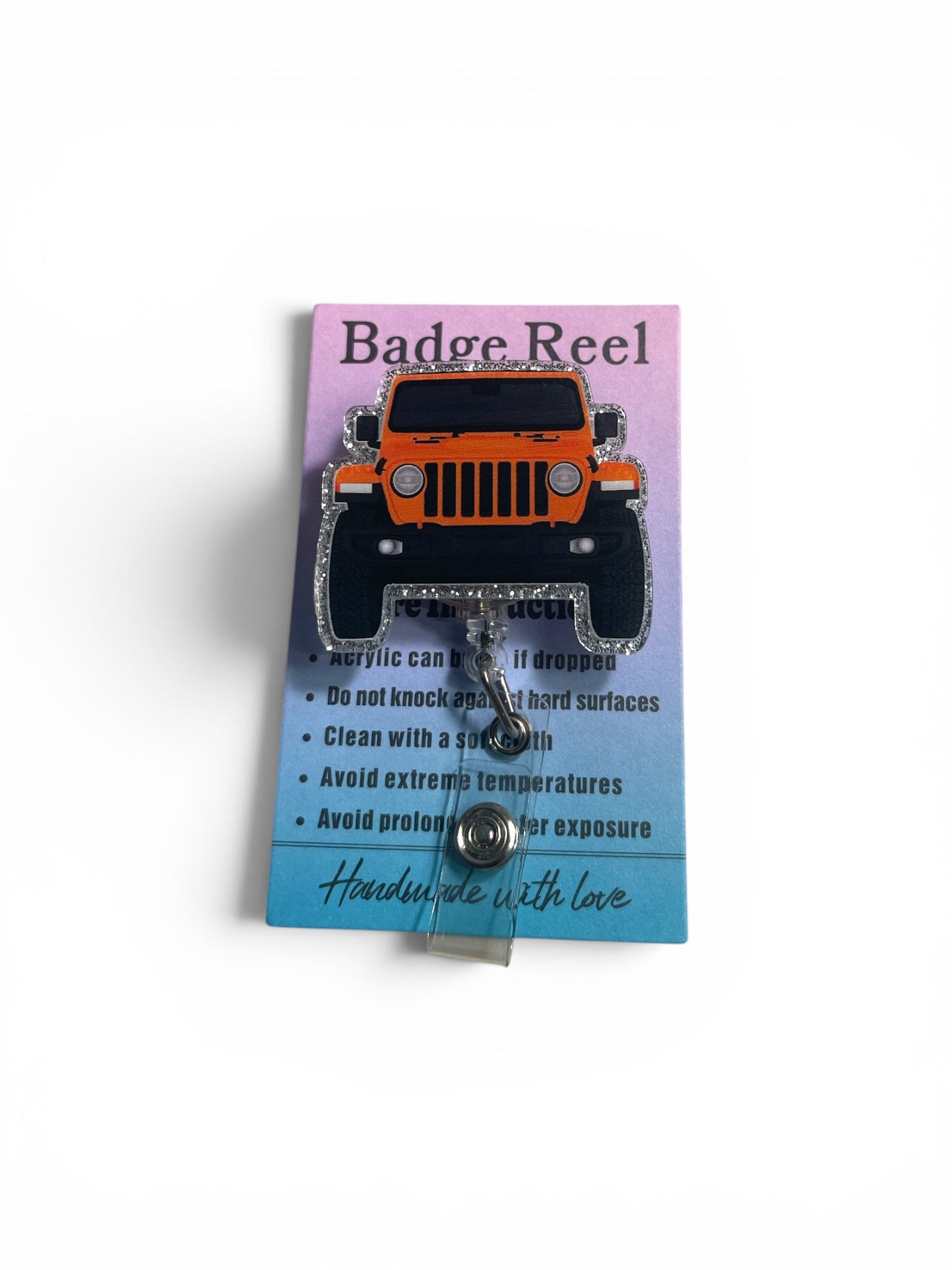 Orange Jeep Badge Reel