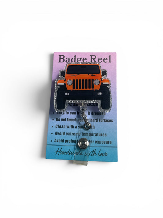 Orange Jeep Badge Reel