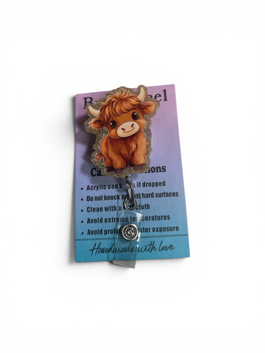 Highland Brown Cow Badge Reel