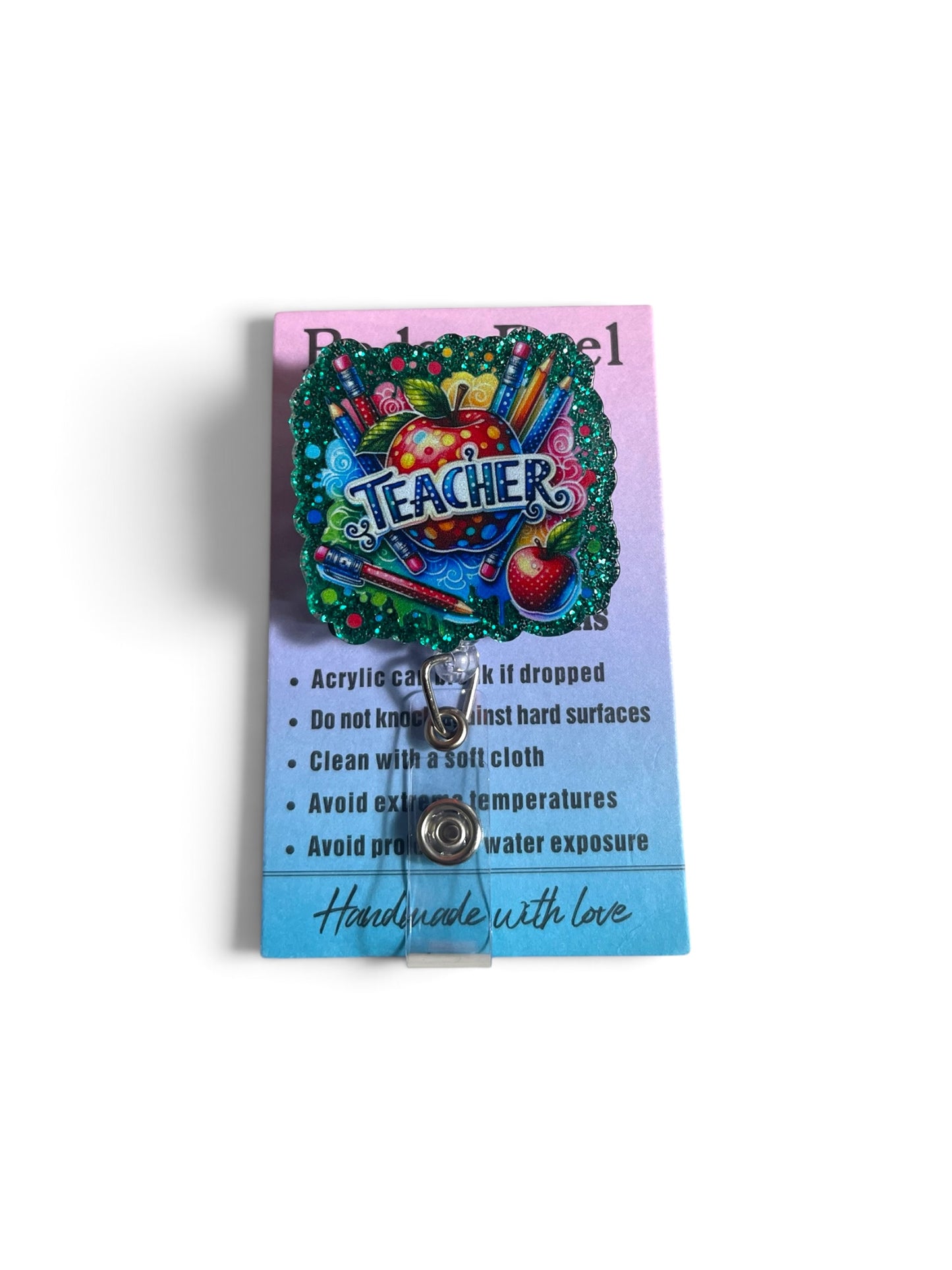 Teacher Green Apple Badge Reel