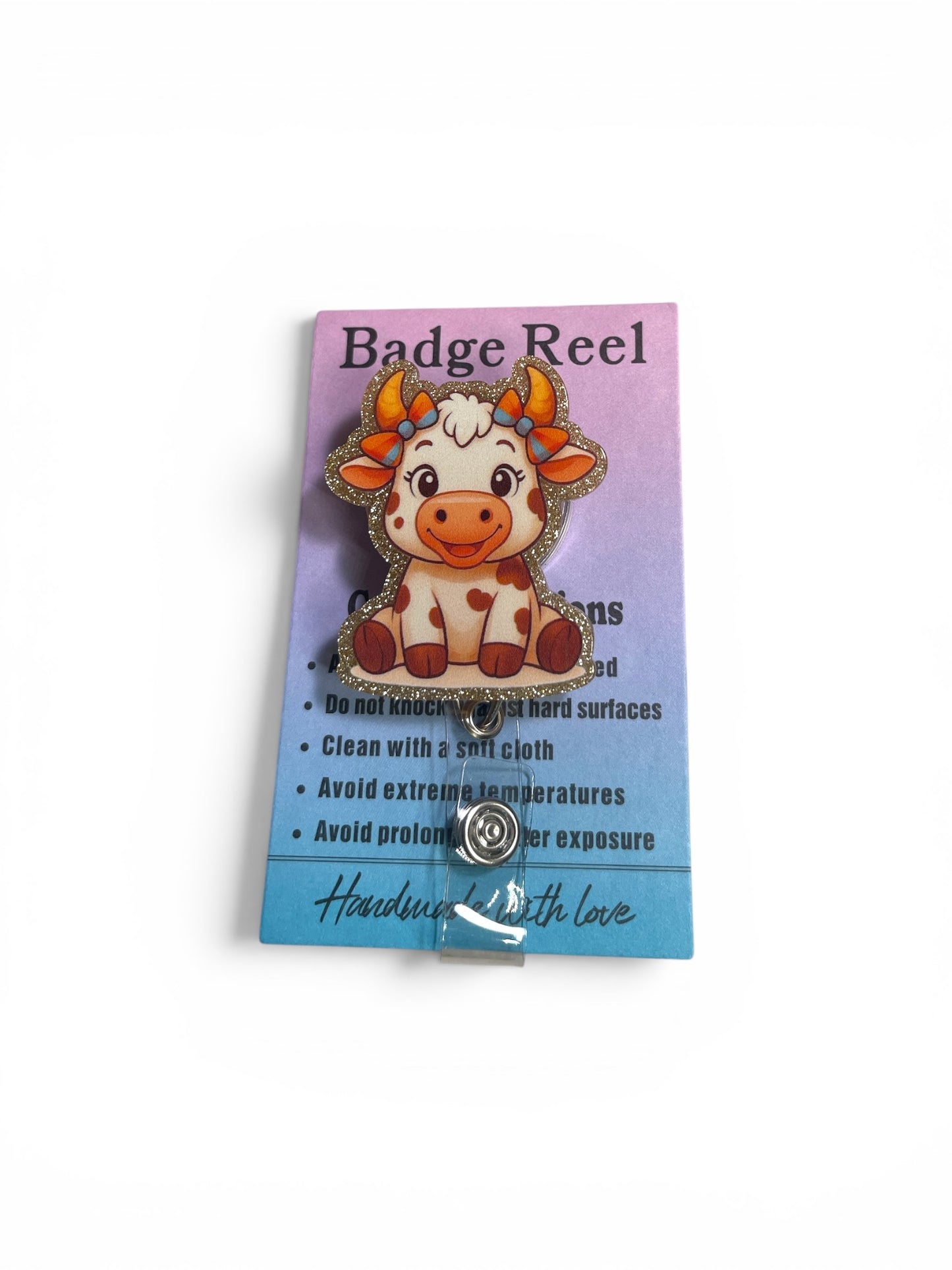 Brown Cow Badge Reel with Bows