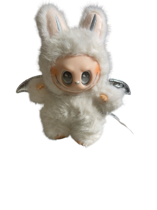 White Zimomo with Wings Labubu/Lafufu Keychain with Necklace
