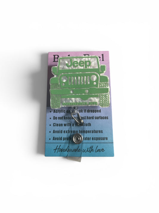 Green Jeep Badge Reel