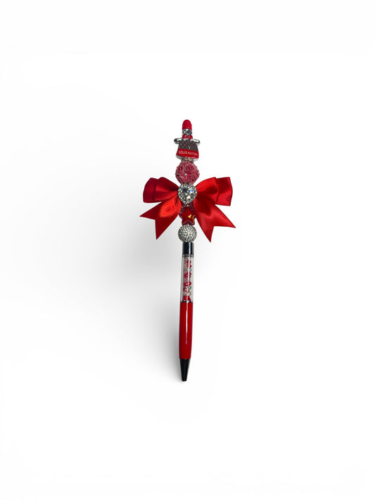 Luxury Red and Silver LV Shaker Pen