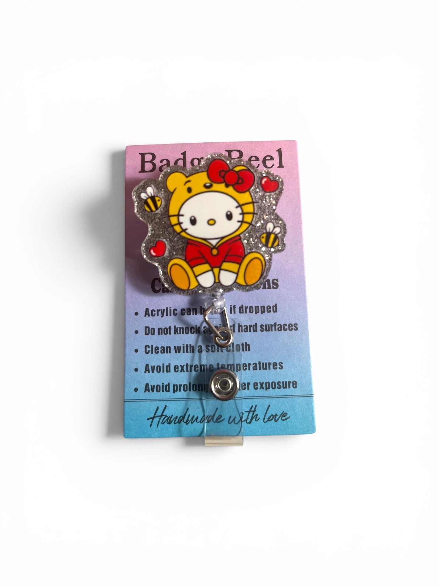 Hello Kitty in Winnie the Pooh Costume Badge Reel (Copy)