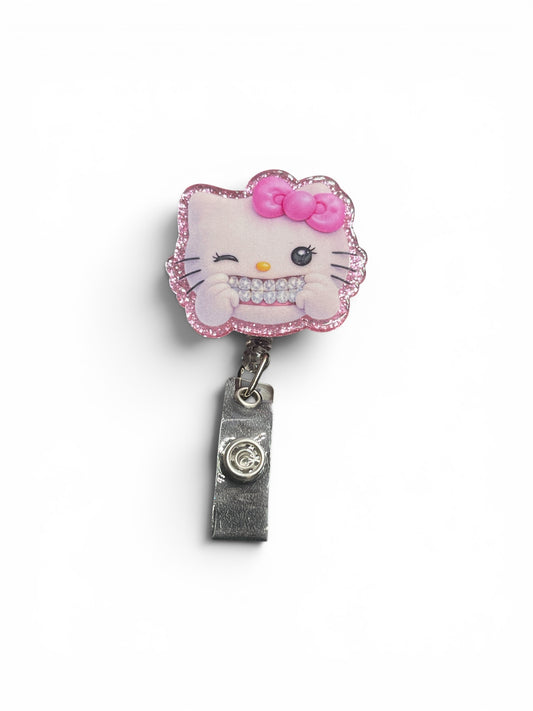 Hello Kitty Bling Smile Badge Reel