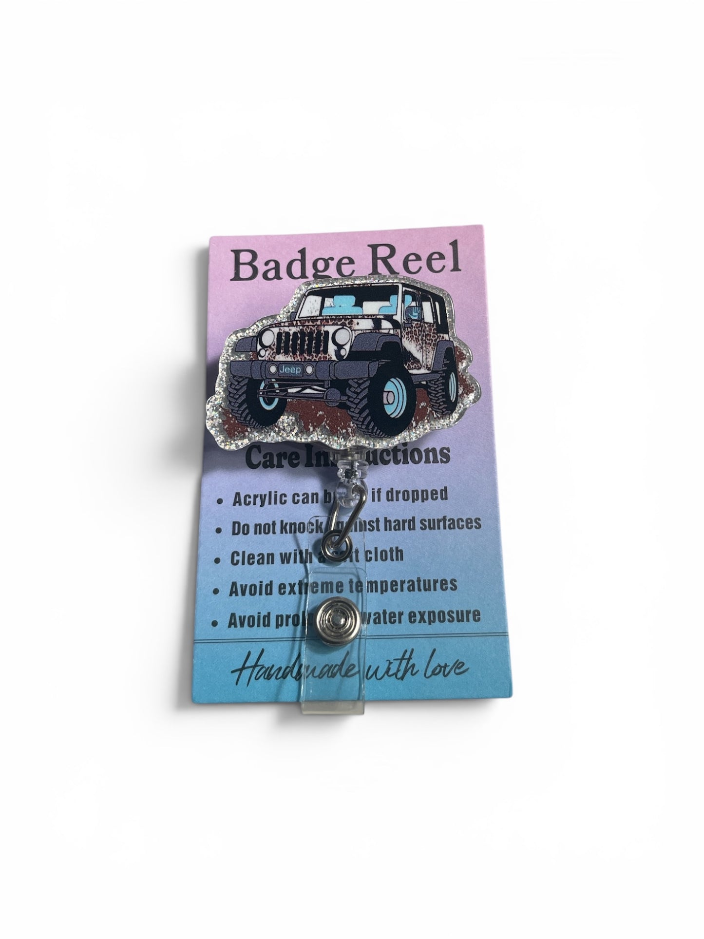 White Jeep with Mud Badge Reel