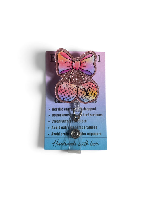 LV Pink Cherry Badge Reel
