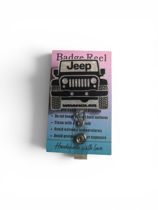 Black and Gray Jeep Badge Reel