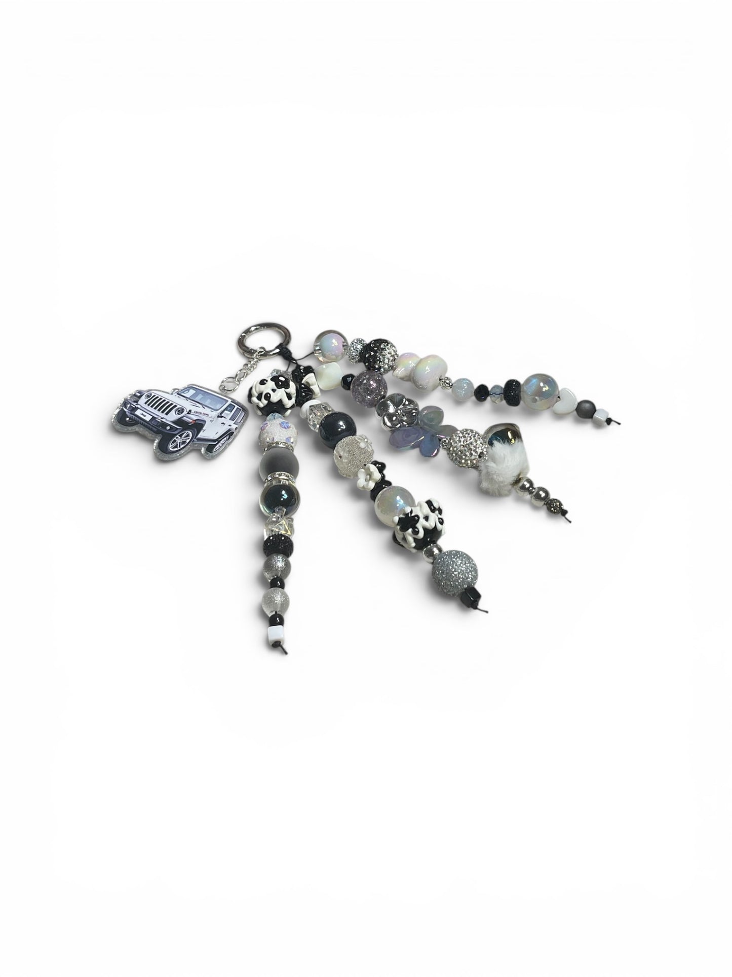 Jeep White and Black Bag Charm