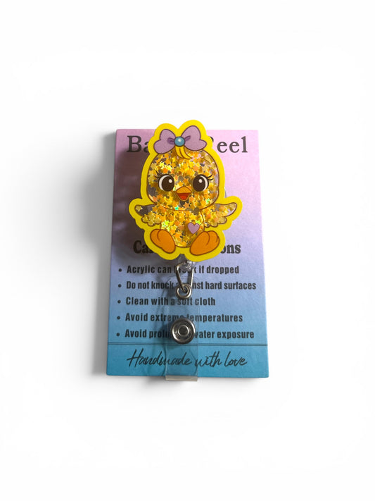 Yellow Chicken Shaker Badge Reel