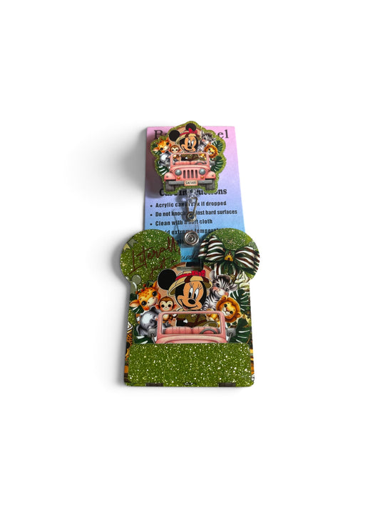 Minnie Mouse and Friends Safari Badge Reel with Badge Buddy