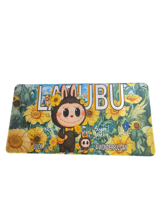 Brown Labubu Sunflower Desk Mat
