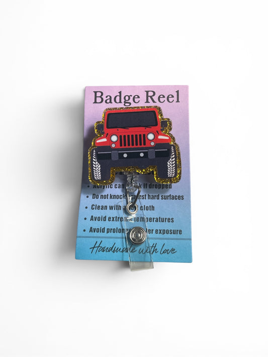 Red Jeep Badge Reel