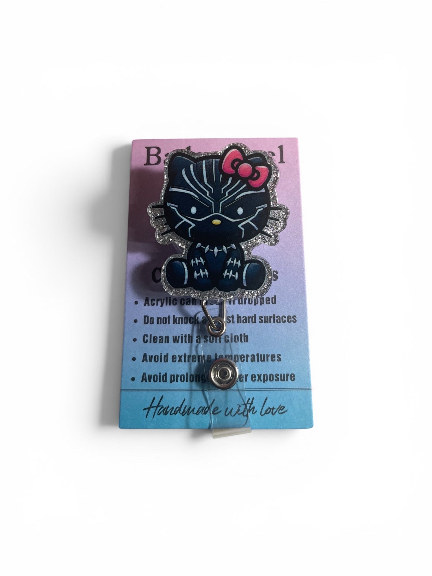Hello Kitty Black Panther Character Badge Reel