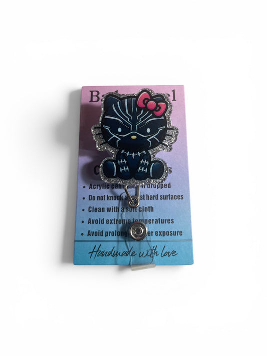 Hello Kitty Black Panther Character Badge Reel