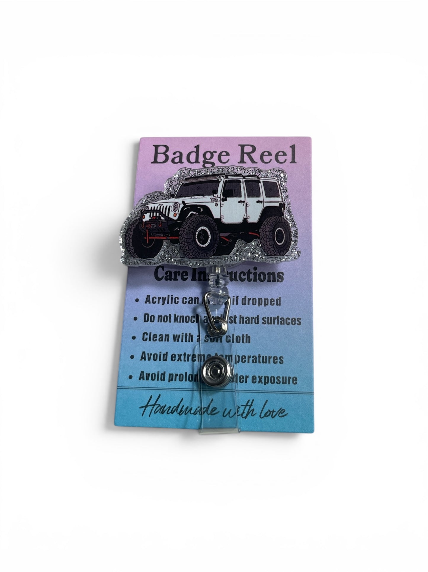 White with Red Accent Jeep Badge Reel