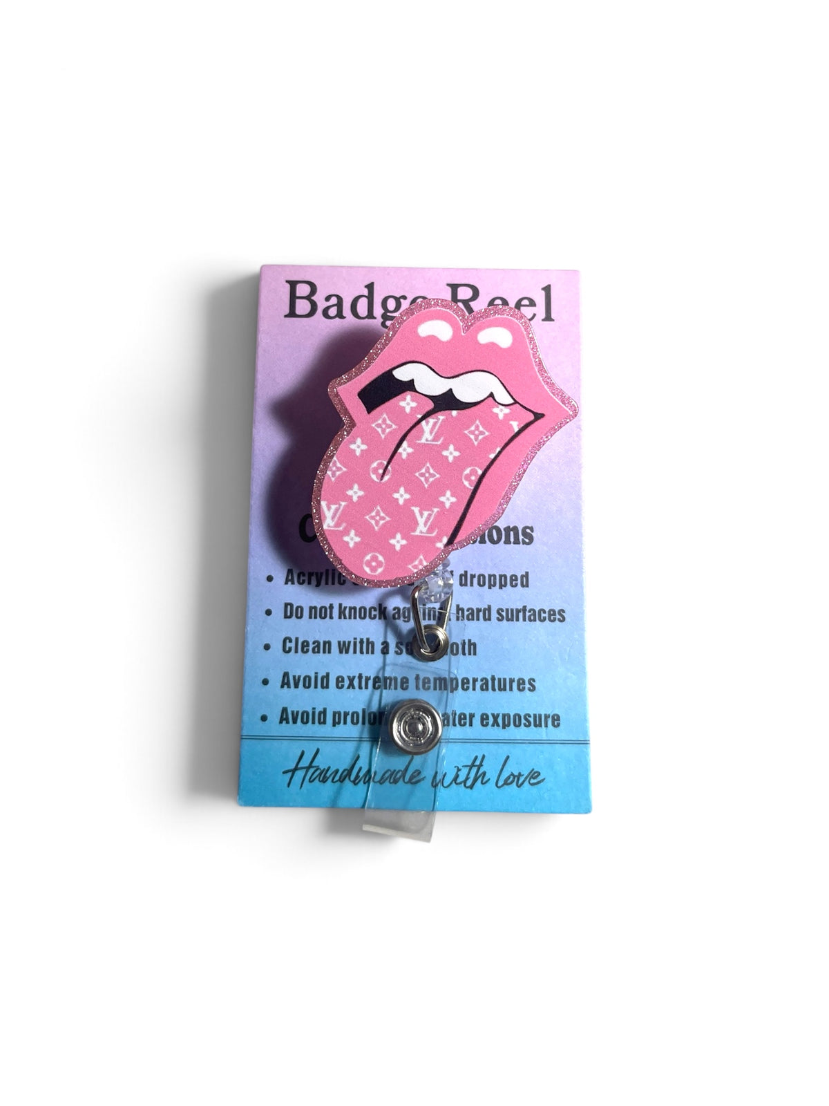 LV Pink Mouth Badge Reel