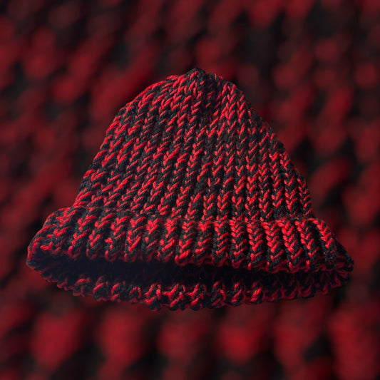 Red and Black Handmade Knitted Hat