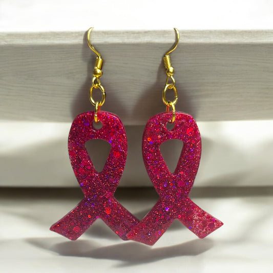 Breast Cancer Ribbon Earrings