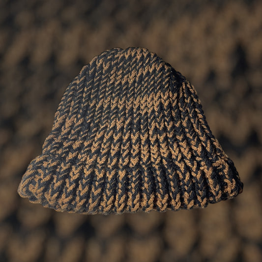 Brown and Black Handmade Knitted Hat